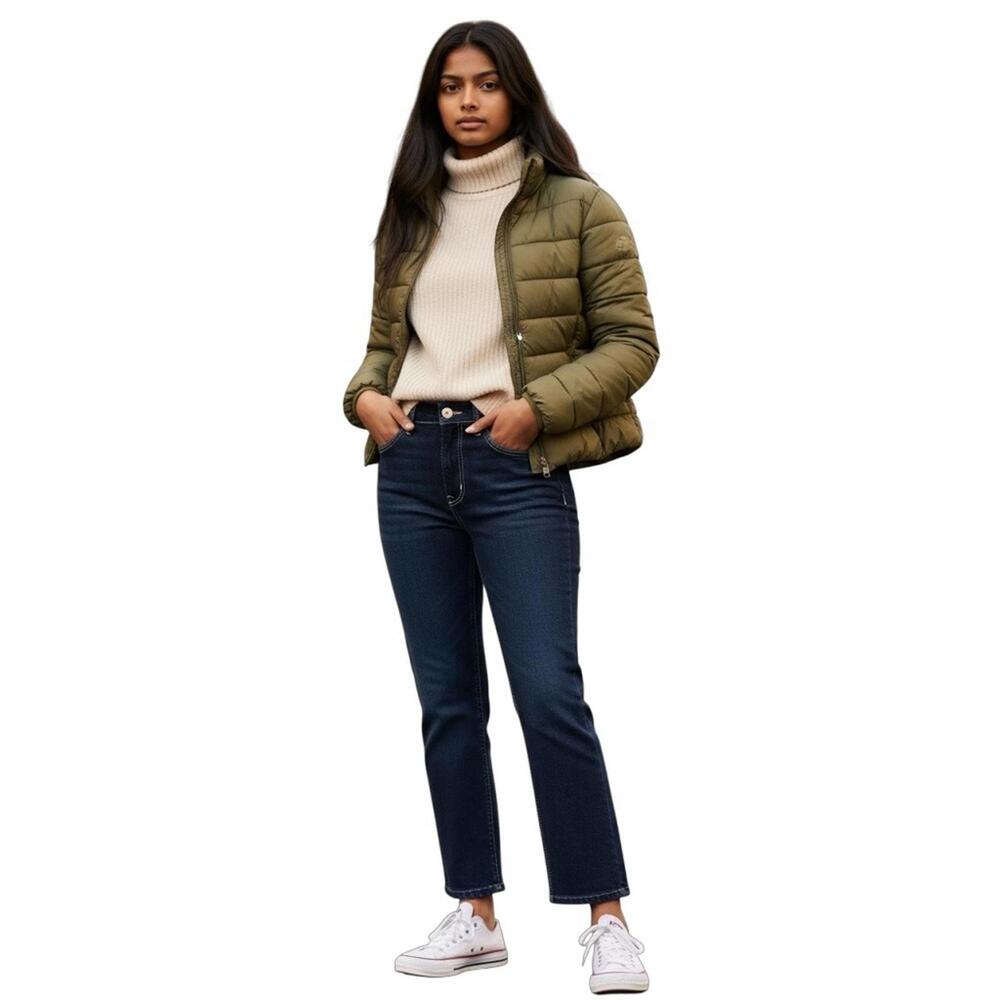 ZARA Slim Crop Flare Mid-Rise Jeans Dark Wash Denim Size 6 NWT - Picture 1 of 9